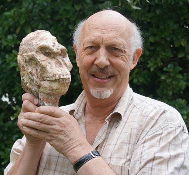 Professor Ron Clarke from Wits University is shown with skull of Little Foot.