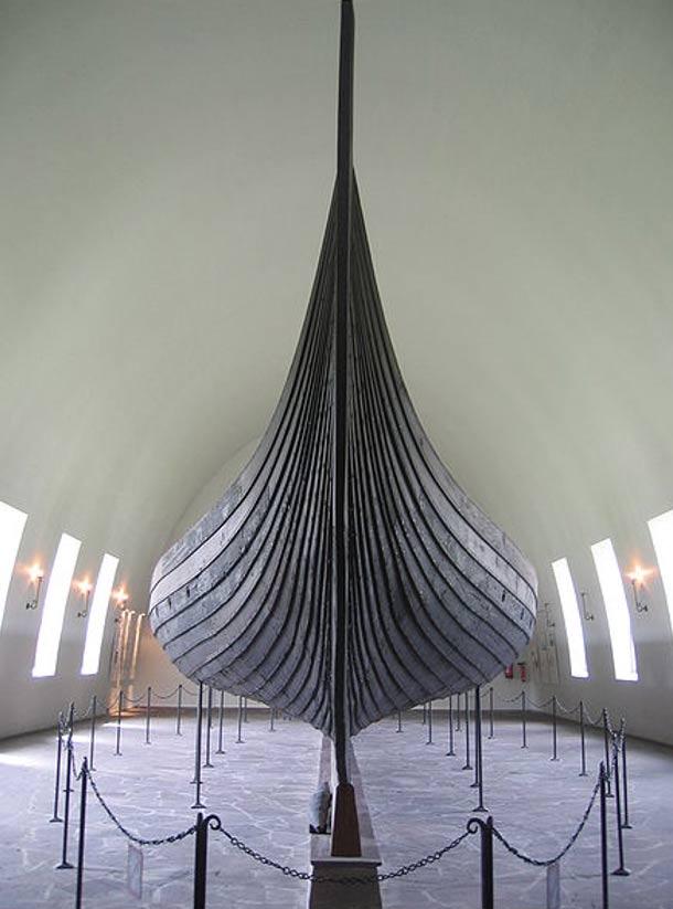 Prow of a Viking ship in a museum in Oslo, Norway