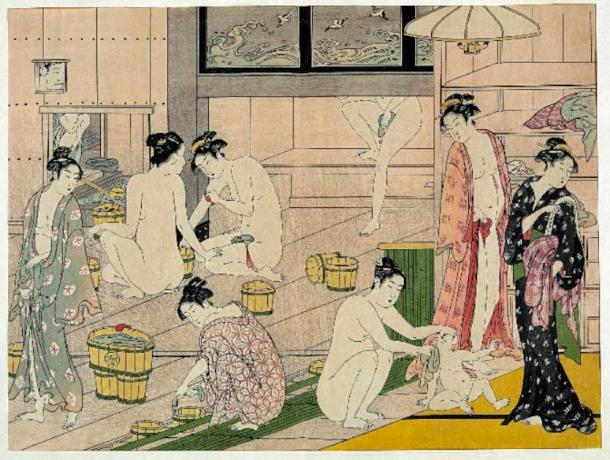 Public bath houses in Japan increased daily bathing (Torri Kiyonaga / Public Domain)