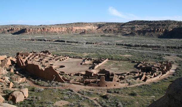 Pueblo Bonito, the largest great house in Chaco Canyon, New Mexico.