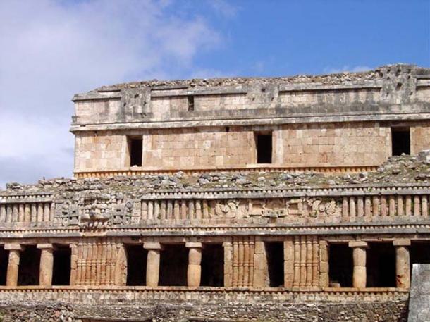 Puuc-style architecture of the Maya: ruins of the Palace of Sayil, Yucatan.