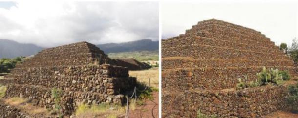 Left: Pyramid of Güímar, Tenerife, Canary Islands (Mathias /Adobe Stock) Right: Pyramid of Etna in Sicily (author provided).