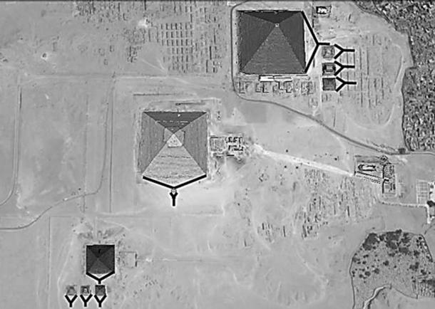 Pyramids look like enormous wedges. (Image via author)