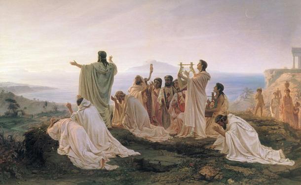 Pythagoreans celebrate sunrise. (1869) By Fyodor Bronnikov.
