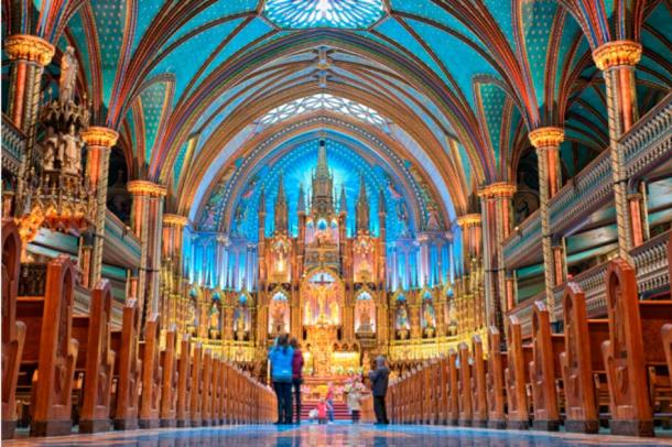 The Notre-Dame Basilica is a stunning Gothic-style church located in the heart of Montreal, Quebec, Canada. It was constructed in the mid-19th century and is known for its impressive size, intricate carvings, and stunning stained-glass windows. Source: Kingsman / Adobe Stock.