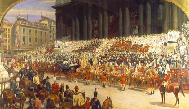 Queen Victoria at St. Paul's Cathedral on Diamond Jubilee Day. (Public Domain)