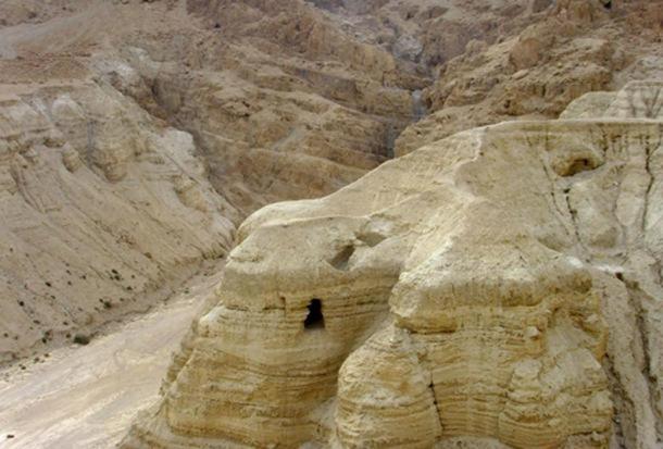 Qumran cave 4 in the Judean Desert, where ninety percent of the scrolls were found