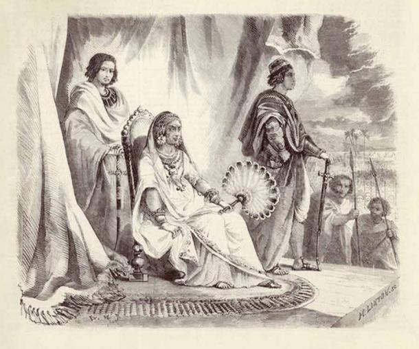 Queen Ranavalona on her throne as she begins to change the legal system and adopts increasingly "cruel" ways. (H. Linton / Public domain)