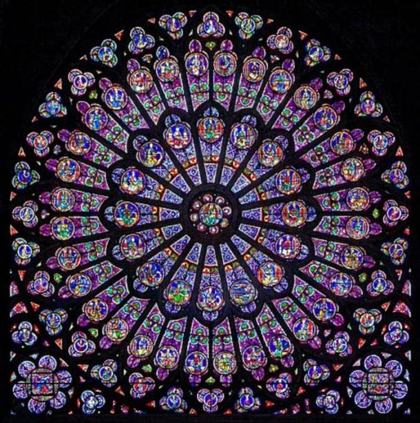 Rayonnant Gothic rose window (north transept), Notre-Dame de Paris Cathedral. 