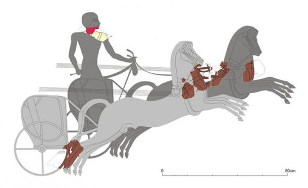 Reconstructed fragment of a battle scene with chariots.
