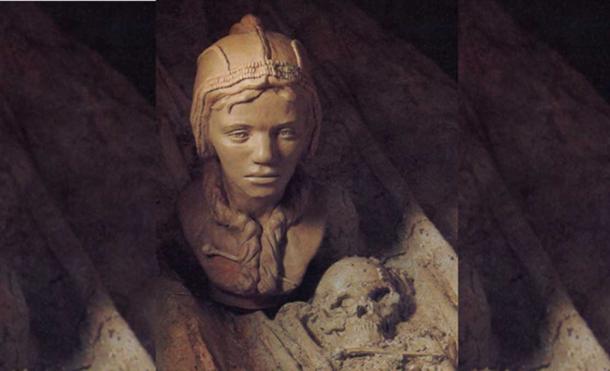 Reconstructed head of one of the children that may have been sacrificed for a double burial in Sunghir, Russia.