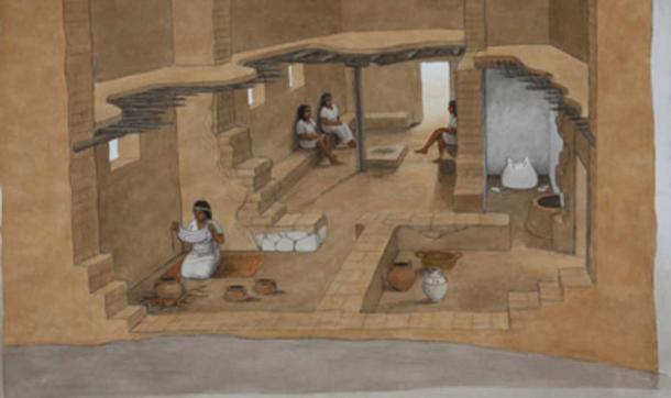 Reconstruction of a Philistine House from the 12th Century BC. Artist: Balage Balogh. Courtesy Leon Levy Expedition to Ashkelon