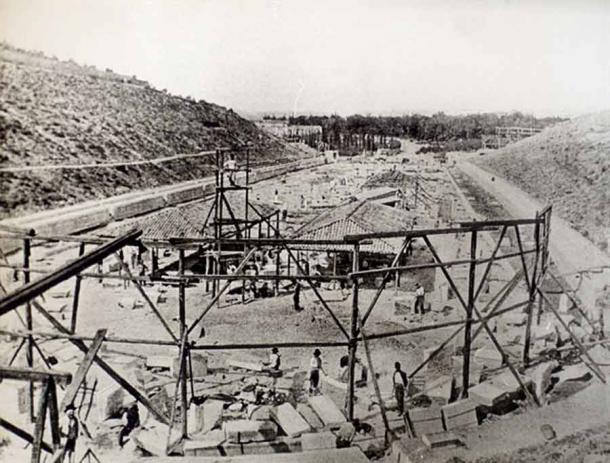 Reconstruction of the Panathenaic Stadium before the 1896 Olympic Games. (Panathenaic Stadium)