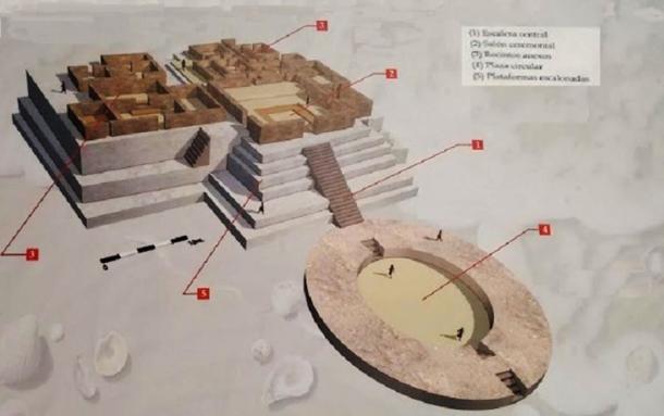Reconstrucción de una de las pirámides de Aspero, un sitio del Precerámico Tardío bien estudiado de la antigua civilización del Norte Chico, ubicado en la desembocadura del río Supe en la costa centro-norte peruana. (Dravinia / CC BY-SA 4.0)