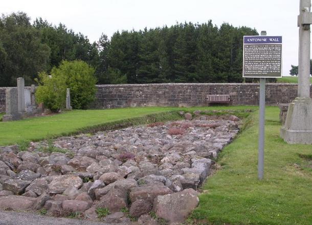 Relic of Antonine Wall in Bearsden cemetery. 
