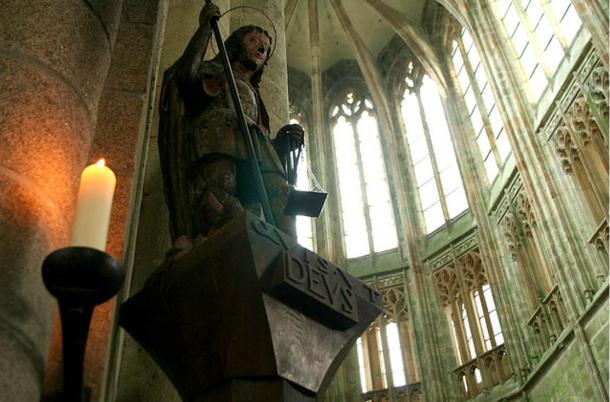 Religious sculpture in Mont St-Michel.