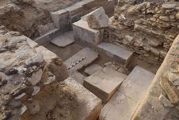 Remains of a chapel found by ancient Egyptian nobleman Khuwy's tomb had been heavily robbed by ancient stone robbers. (Egyptian Ministry of Antiquities)