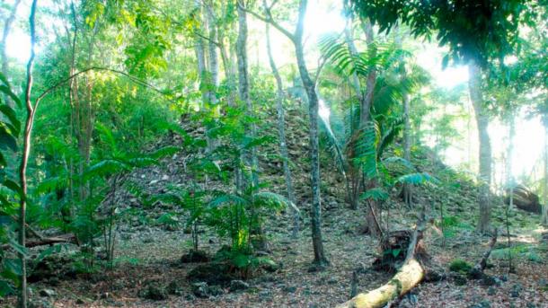 Remnants of a pyramid that was part of a ceremonial center built around the time of the founding of Tamarindito. (M. Eberl)
