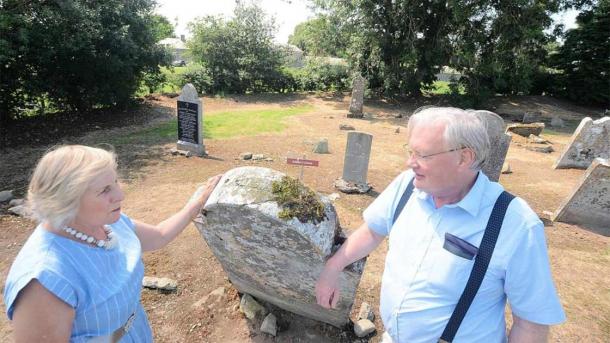 Renee Clarke with neighbor Oliver Sweeney at the old graveyard in Teltown. Renee would like to resurrect the Irish sporting games of old, which are called the Tailteann Games and according to ancient Irish history those games were first held in Teltown starting between 1829 BC and 1600 BC. This was long before the Greeks staged their first Olympic games in Olympia, Greece! (Meath Chronicle)
