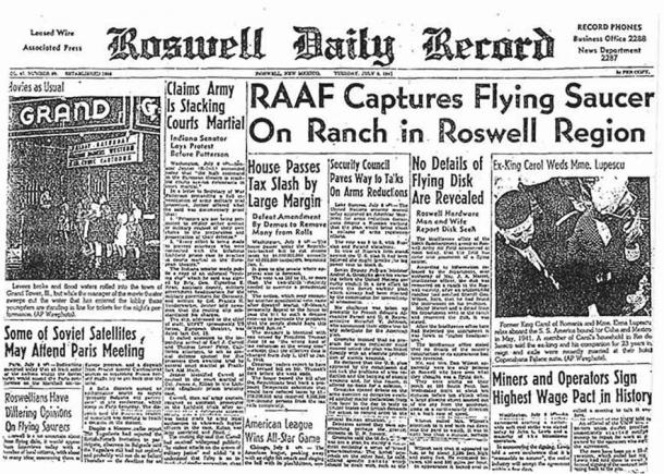 Informe del Roswell Daily Record (proporcionado por el autor)