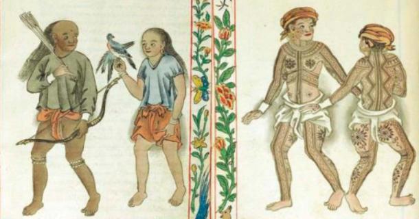 Representations in the Boxer Codex of two of Pre-Colonial Philippines. Public Domain) and Pintados of the Visayas (Leyte or Samar). (Public Domain)
