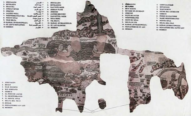 Reproduction of the Madaba Map discovered in Saint George Church in Madaba, Jordan. 