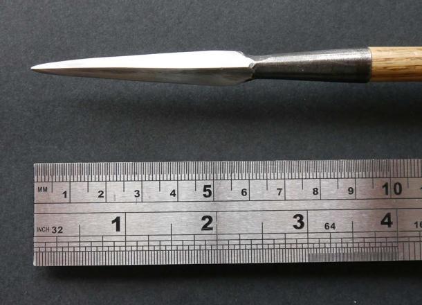 Reproduction bodkin arrowhead used in the experiments to test the efficacy of medieval horse armor. (Jones et. al. / CC BY-NC-SA 4.0)