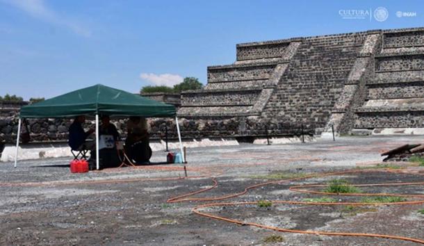 Researchers placed electrodes in the ground by the ancient temple so they could map the electrical current throughout the soil. 