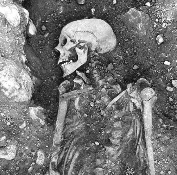 Researchers isolated viral DNA from human teeth and bones, such as this 1,200-year-old smallpox-infected Viking skeleton discovered in Öland, Sweden. (The Swedish National Heritage Board / Science News)