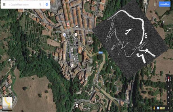 Resemblance of the road of Vejano, the Viano castle with the Taurus Bull. (Marcello Assandri)