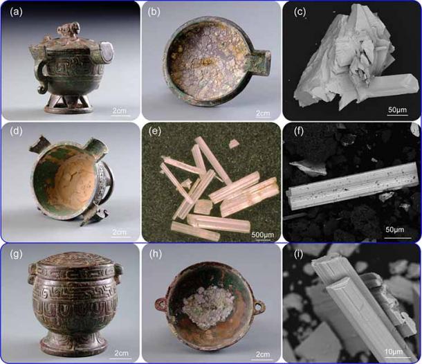 Residue from numerous containers were found to contain synthetic lead white. (Bin Han et al. / Nature)