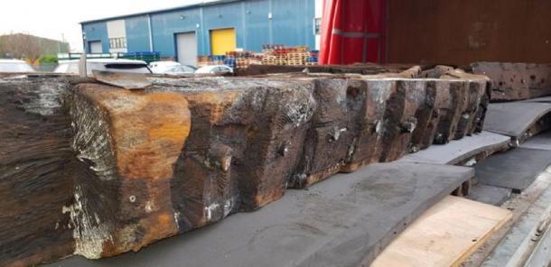 Restored timber plank from the Newport Medieval Ship. (Friends of the Newport Ship)