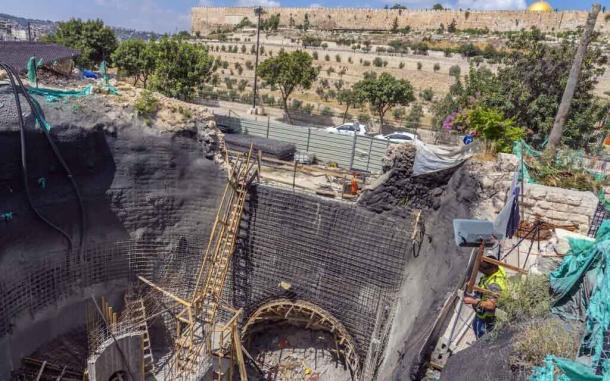 The ancient ritual bath was discovered during construction work in the Gethsemane garden area. (Yaniv Berman / Israel Antiquities Authority)