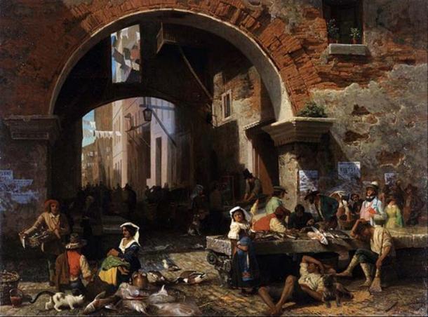 ‘Roman Fish Market. Arch of Octavius’ (1858) by Albert Bierstadt. (Public Domain) 