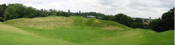 The Roman amphitheater at Cirencester in Gloucestershire, England.