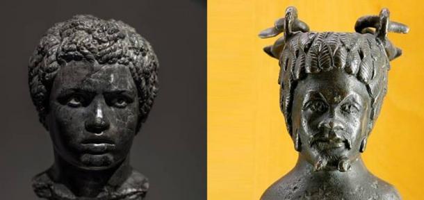 Roman marble portrait bust of a young African man, 1st half of the 2nd century AD. (Dan Diffendale/CC BY NC SA 2.0) Vase in the shape of the bust of an African. Bronze, Roman artwork, 2nd century AD. (Marie-Lan Nguyen/CC BY 3.0)