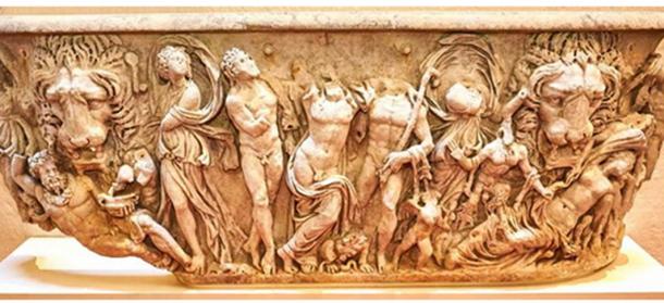 A Roman sarcophagus that was once used as a garden ornament is now restored and displayed in Blenheim Palace.