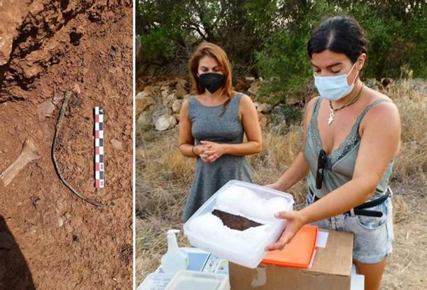 Among the Roman artifacts uncovered at Son Catlar were this spatula and surgical instrument (left) and a Roman knife (right). (University of Alicante)