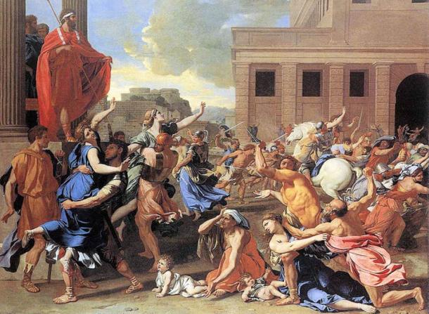 Romulus oversees the abduction of the Sabine women