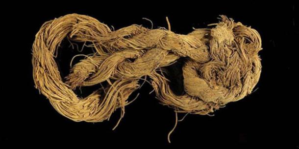 Rope made from the fibers of a date palm tree found at the Timna site. 