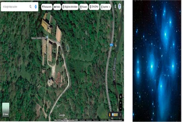 The Rota Castle Layout compared with The Pleiades constellation. (Marcello Assandri)