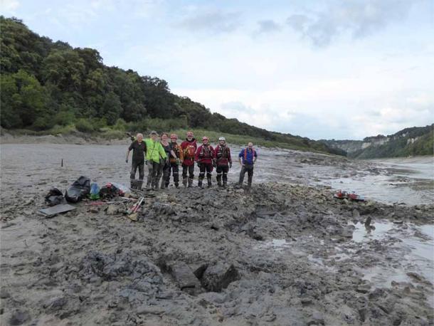 Some of the SARA crew and the Chepstow Archaeological Society at the site of the find. (Simon Maddison/CAS)