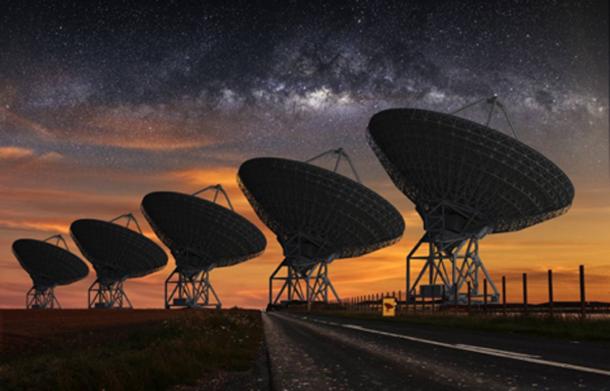 SETI telescope at night. (sdecoret / Adobe Stock)