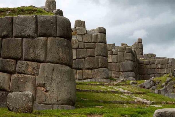 The ruins of the Inca temple fortress of Sacsaywamán, meaning 