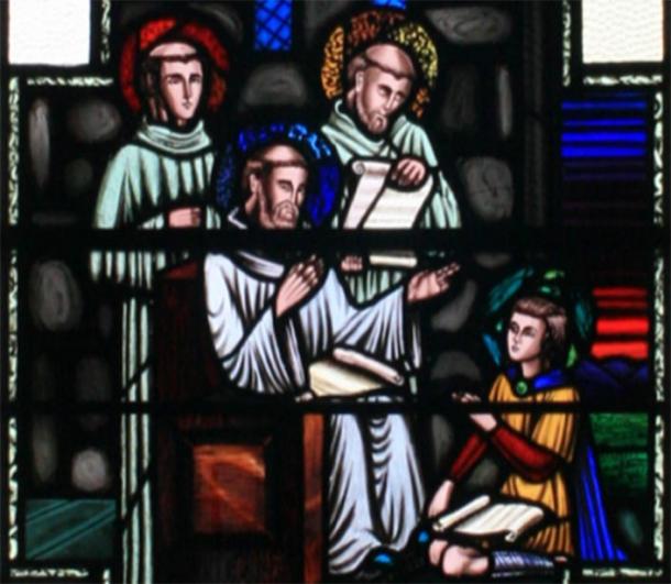 Saint Finian as a boy with Saint David in Wales. (Andreas F. Borchert / CC BY-SA 3.0)