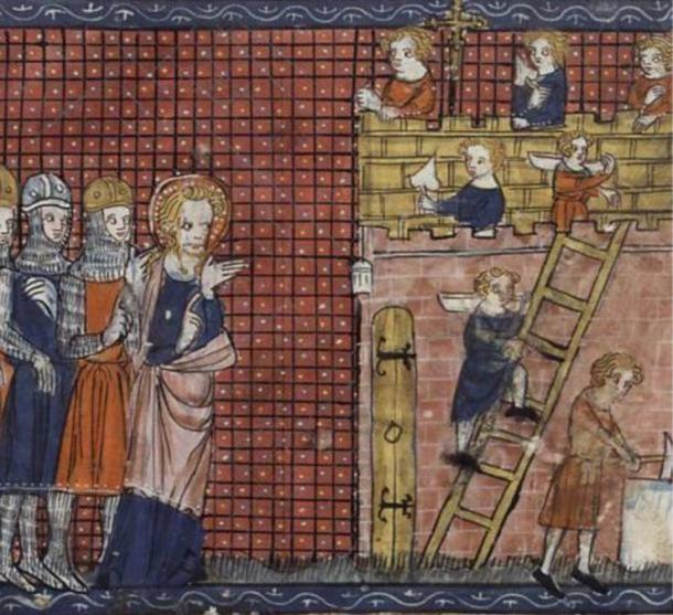Saint Valentine of Terni and his disciples. Paris, 14th century. Public Domain