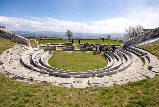 The Samnite theater and Italic temple of Pietrabbondante in Isernia, Italy.