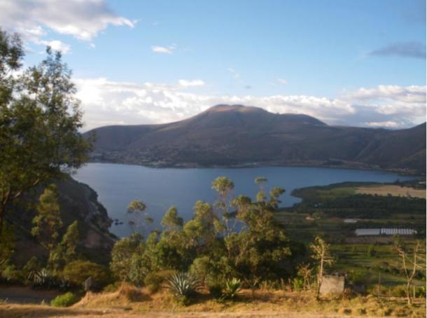 Yahuarcocha Lake from the San Miguel Mirador, Ibarra, Ecuador