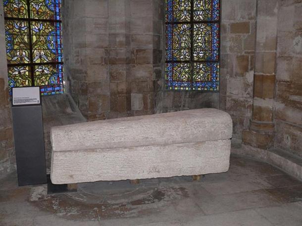Sarcophagus of Queen Arnegunde, Basilica of St. Denis, Paris, France.