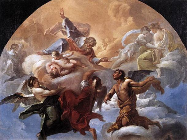 Satan before the Lord (ca. 1750) by Corrado Giaquinto. 